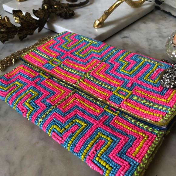 anthropologie beaded clutch